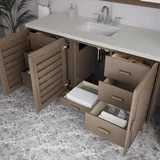 Portland 60" Single Vanity, Whitewashed Walnut, w/ 3 CM Siberian Silestone Top