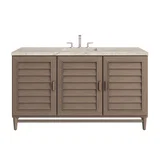 Portland 60" Single Vanity, Whitewashed Walnut, w/ 3 CM Tajnar Eclos Top