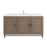 Portland 60" Single Vanity Whitewashed Walnut w/ 3 CM White Zeus Silestone Top