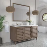 Portland 60" Single Vanity Whitewashed Walnut w/ 3 CM White Zeus Silestone Top