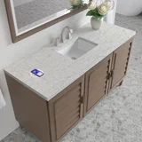 Portland 60" Single Vanity Whitewashed Walnut w/ 3 CM Eternal Jasmine Pearl Silestone Top w/FreePower Wireless Charger
