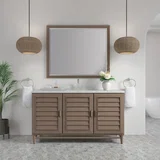 Portland 60" Single Vanity Whitewashed Walnut w/ 3 CM Eternal Jasmine Pearl Silestone Top w/FreePower Wireless Charger