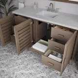 Portland 60" Single Vanity Whitewashed Walnut w/ 3 CM Eternal Jasmine Pearl Silestone Top w/FreePower Wireless Charger