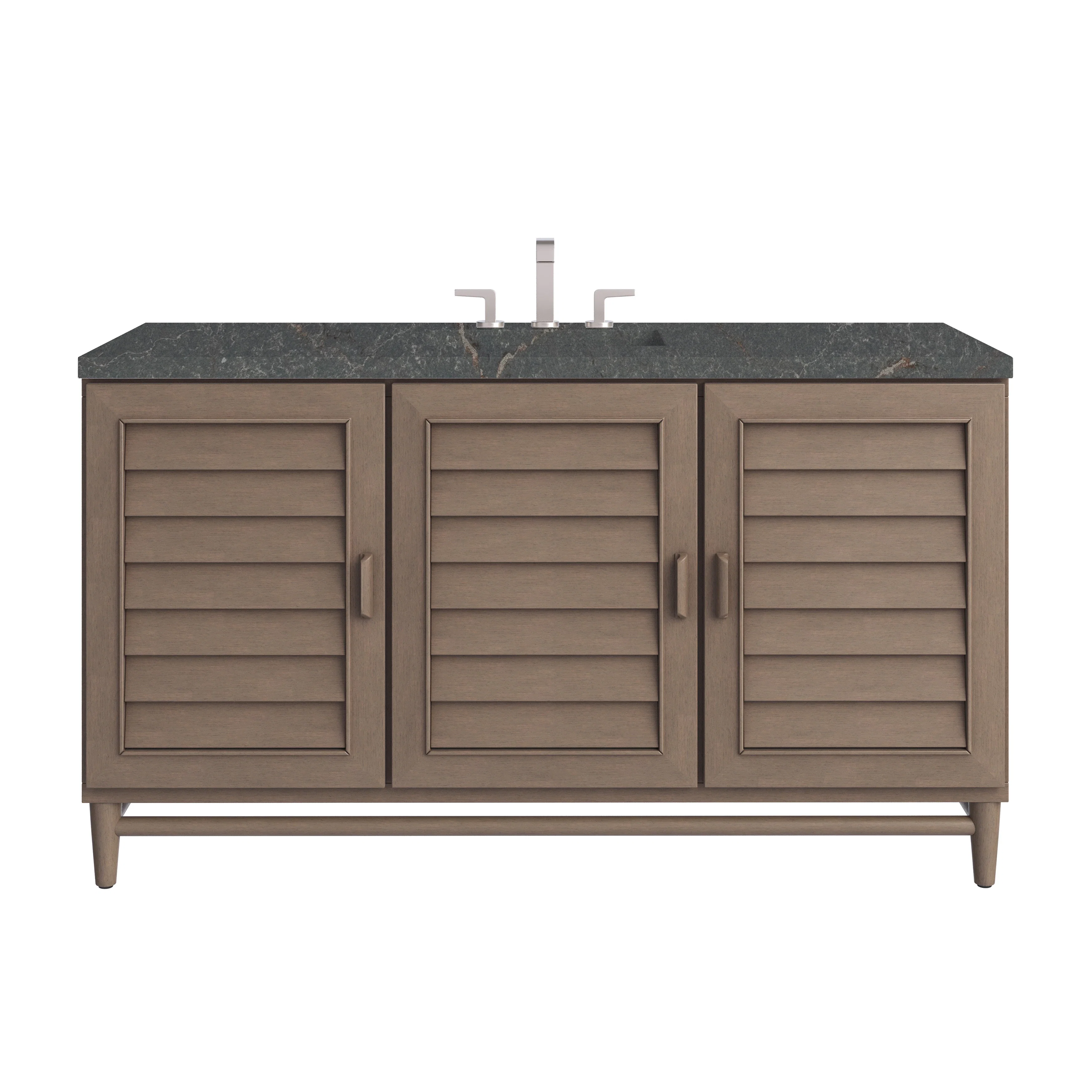 Portland 60" Single Vanity Whitewashed Walnut w/ 3 CM Parisien Bleu Silestone Top w/FreePower Wireless Charger