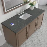 Portland 60" Single Vanity Whitewashed Walnut w/ 3 CM Parisien Bleu Silestone Top w/FreePower Wireless Charger