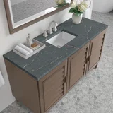Portland 60" Single Vanity Whitewashed Walnut w/ 3 CM Parisien Bleu Silestone Top w/FreePower Wireless Charger