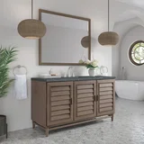 Portland 60" Single Vanity Whitewashed Walnut w/ 3 CM Parisien Bleu Silestone Top w/FreePower Wireless Charger