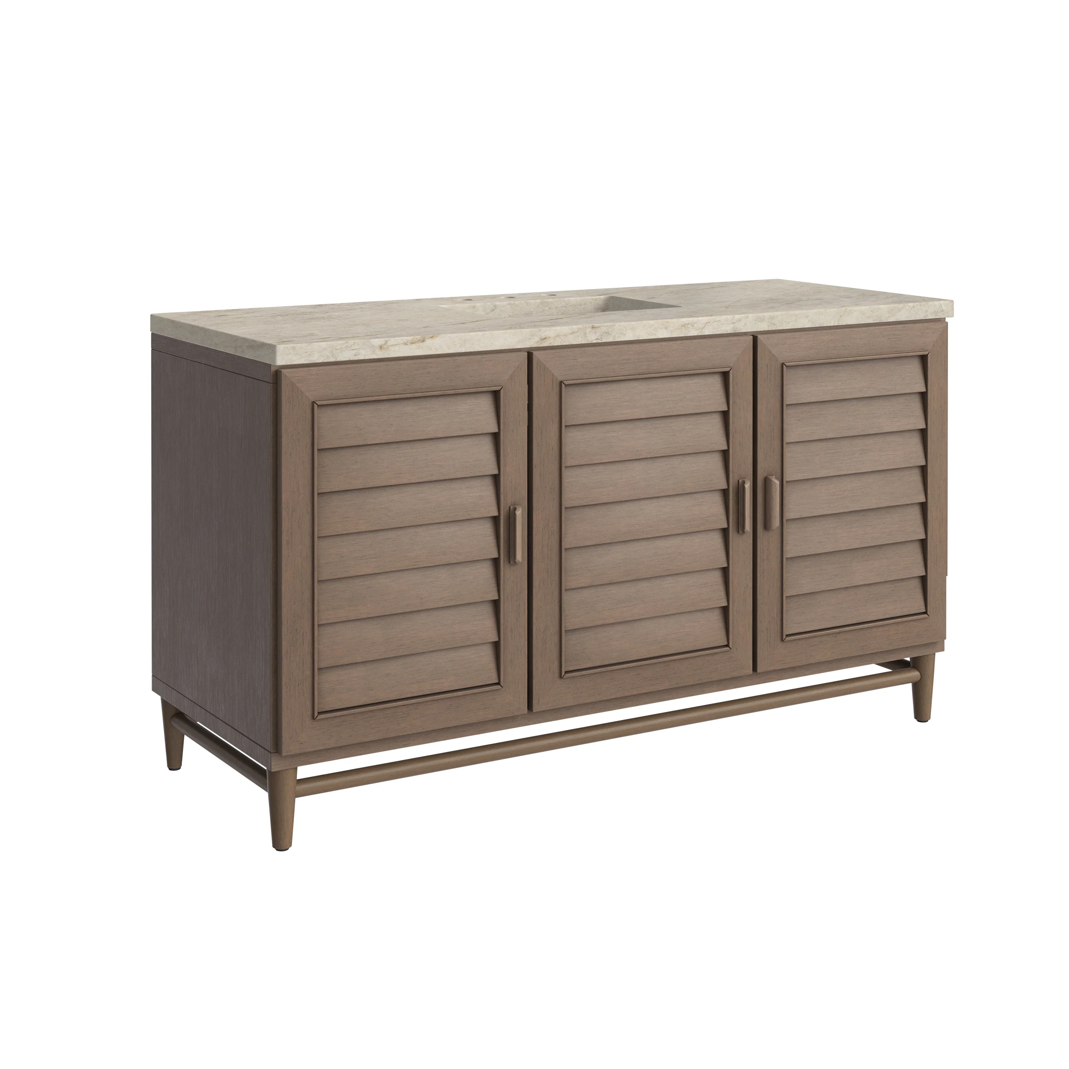 Portland 60" Single Vanity, Whitewashed Walnut, w/ 3 CM Tajnar Eclos Top w/FreePower Wireless Charger