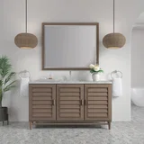 Portland 60" Single Vanity Whitewashed Walnut w/ 3 CM Victorian Silver Silestone Top w/FreePower Wireless Charger