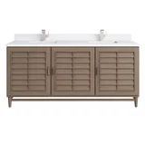 Portland 72" Double Vanity Whitewashed Walnut w/ Single Hole 3 CM White Zeus Silestone Top & Backsplash