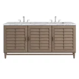 Portland 72" Double Vanity Whitewashed Walnut w/ 3 CM Carrara Marble Top
