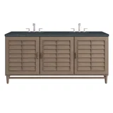 Portland 72" Double Vanity Whitewashed Walnut w/ 3 CM Charcoal Soapstone Silestone Top