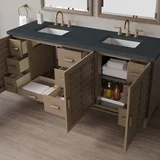 Portland 72" Double Vanity Whitewashed Walnut w/ 3 CM Charcoal Soapstone Silestone Top