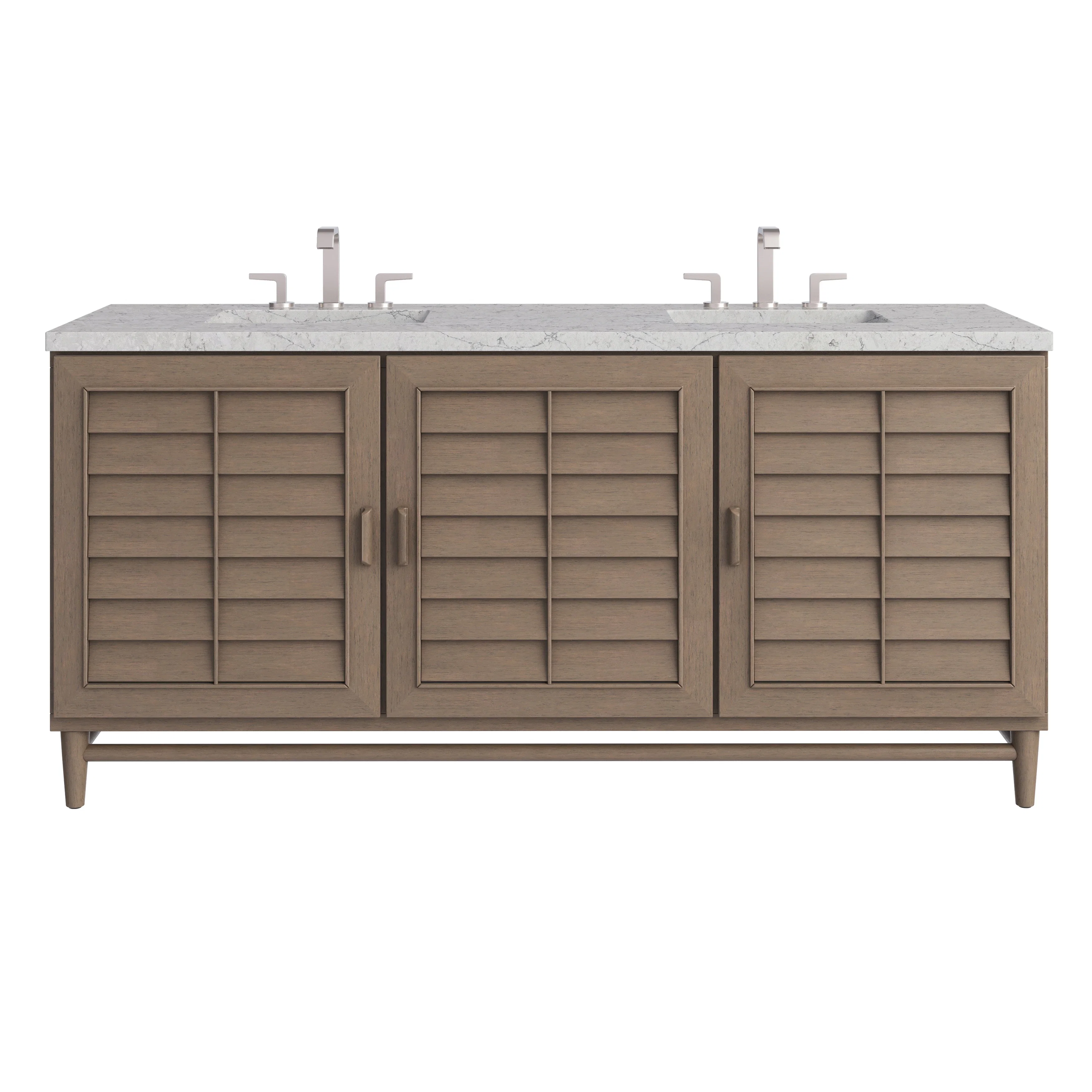 Portland 72" Double Vanity Whitewashed Walnut w/ 3 CM Eternal Jasmine Pearl Silestone Top