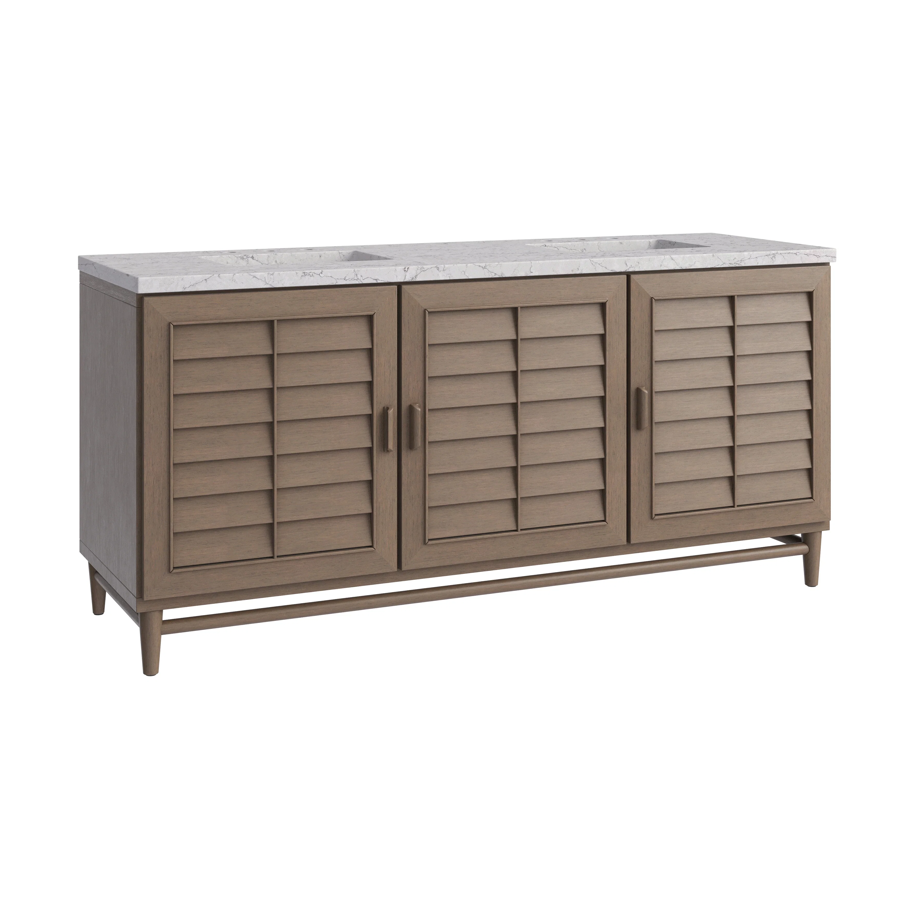 Portland 72" Double Vanity Whitewashed Walnut w/ 3 CM Eternal Jasmine Pearl Silestone Top