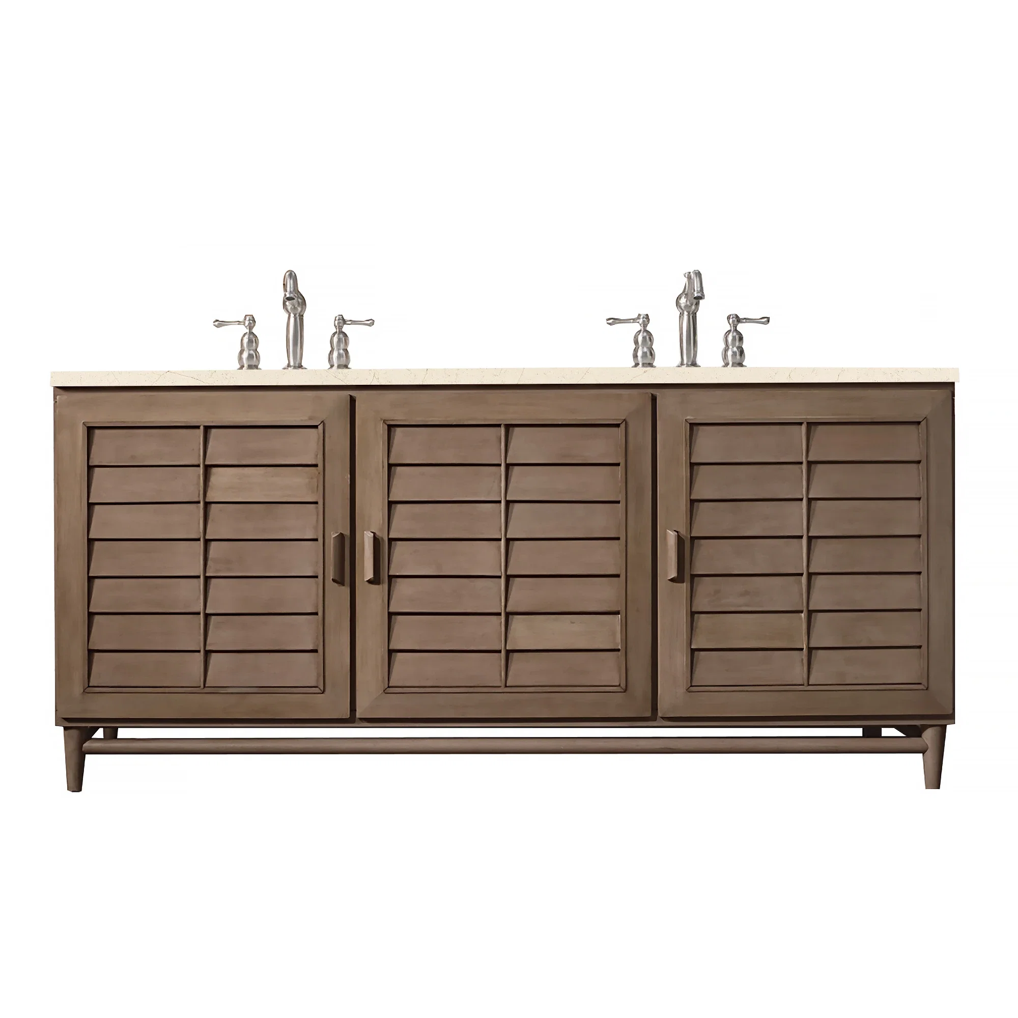 Portland 72" Double Vanity Whitewashed Walnut w/ 3 CM Eternal Marfil Silestone Top