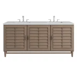 Portland 72" Double Vanity Whitewashed Walnut w/ 3 CM Lime Delight Silestone Top