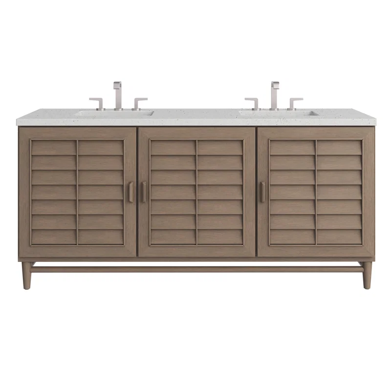 Portland 72" Double Vanity Whitewashed Walnut w/ 3 CM Lime Delight Silestone Top