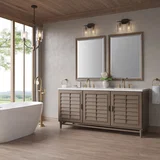 Portland 72" Double Vanity Whitewashed Walnut w/ 3 CM Lime Delight Silestone Top