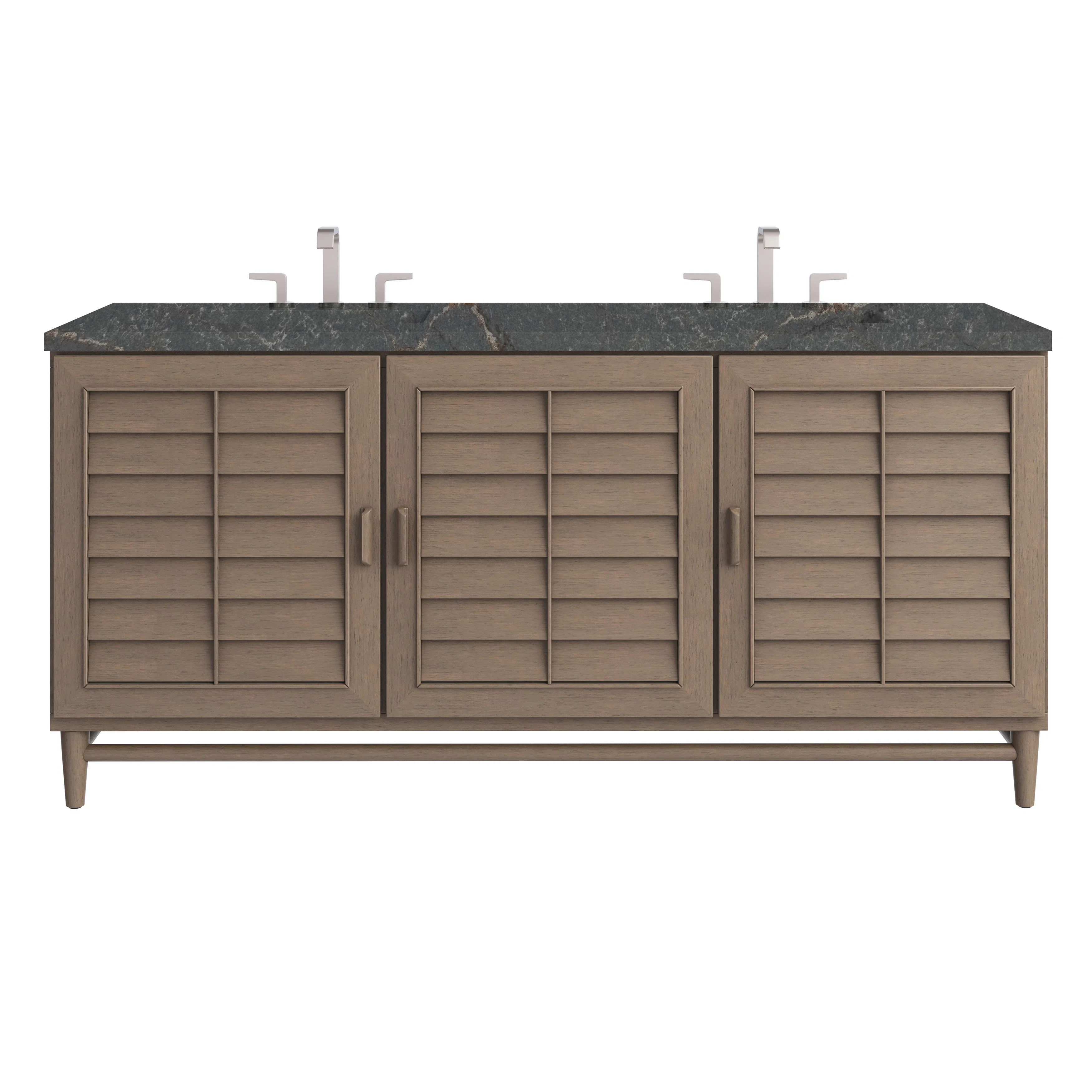 Portland 72" Double Vanity Whitewashed Walnut w/ 3 CM Parisien Bleu Silestone Top