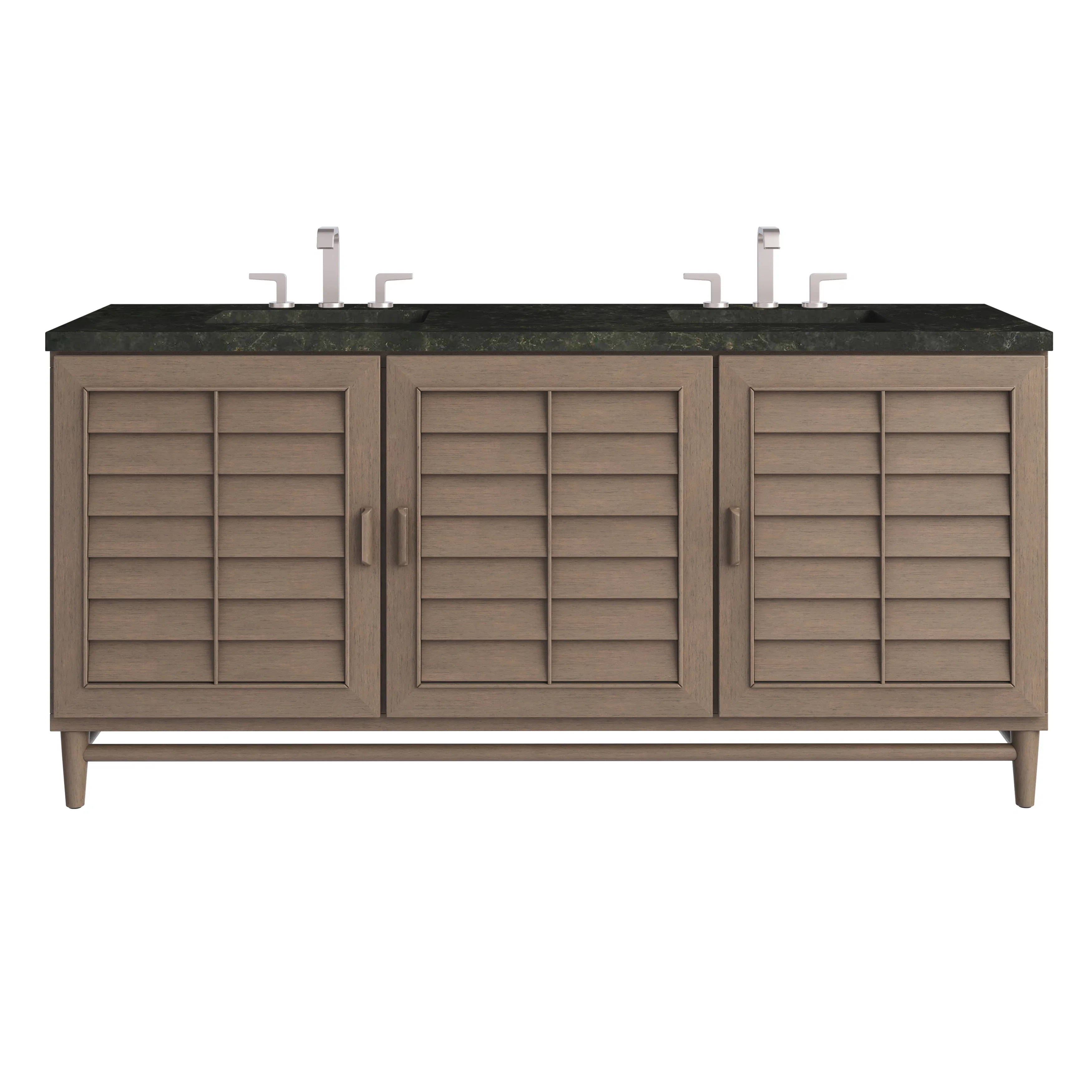 Portland 72" Double Vanity, Whitewashed Walnut, w/ 3 CM Phantome Eclos Top