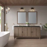 Portland 72" Double Vanity, Whitewashed Walnut, w/ 3 CM Phantome Eclos Top