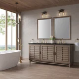 Portland 72" Double Vanity, Whitewashed Walnut, w/ 3 CM Phantome Eclos Top