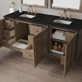 Portland 72" Double Vanity, Whitewashed Walnut, w/ 3 CM Phantome Eclos Top