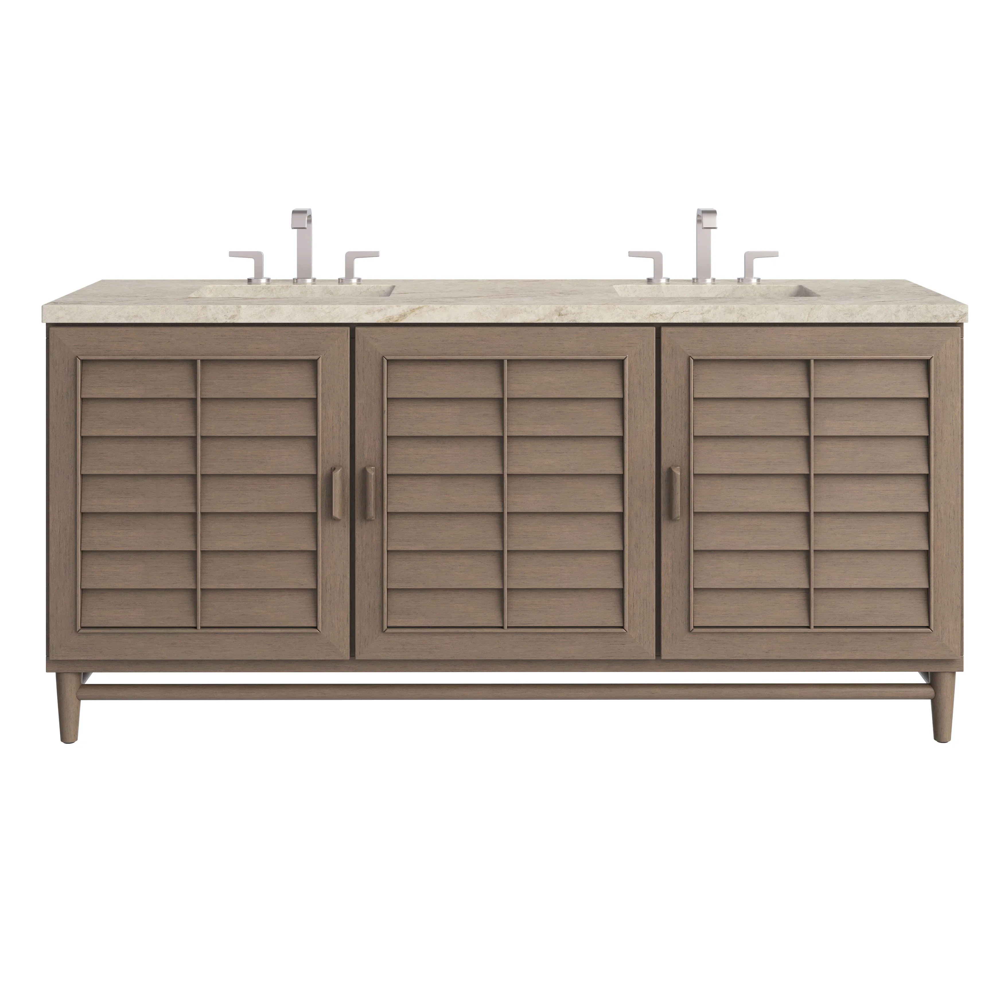 Portland 72" Double Vanity, Whitewashed Walnut, w/ 3 CM Tajnar Eclos Top