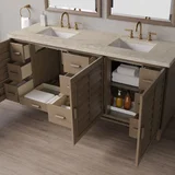 Portland 72" Double Vanity, Whitewashed Walnut, w/ 3 CM Tajnar Eclos Top
