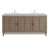 Portland 72" Double Vanity Whitewashed Walnut w/ 3 CM Victorian Silver Silestone Top