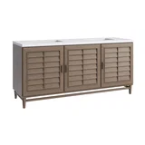 Portland 72" Double Vanity Whitewashed Walnut w/ 3 CM White Zeus Silestone Top
