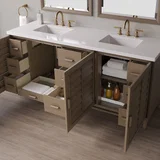 Portland 72" Double Vanity Whitewashed Walnut w/ 3 CM White Zeus Silestone Top