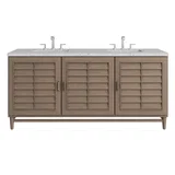Portland 72" Double Vanity Whitewashed Walnut w/ 3 CM Eternal Jasmine Pearl Silestone Top w/FreePower Wireless Charger
