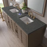 Portland 72" Double Vanity Whitewashed Walnut w/ 3 CM Parisien Bleu Silestone Top w/FreePower Wireless Charger