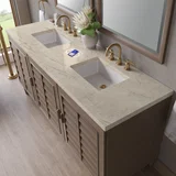 Portland 72" Double Vanity, Whitewashed Walnut, w/ 3 CM Tajnar Eclos Top w/FreePower Wireless Charger
