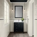 Brittany 30" Single Vanity, Black Onyx, w/ Single Hole 3 CM White Zeus Silestone Top & Backsplash