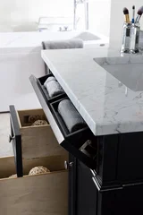 Brittany 30" Single Vanity, Black Onyx w/ 3 CM Carrara Marble Top