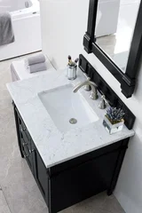 Brittany 30" Single Vanity, Black Onyx w/ 3 CM Carrara Marble Top