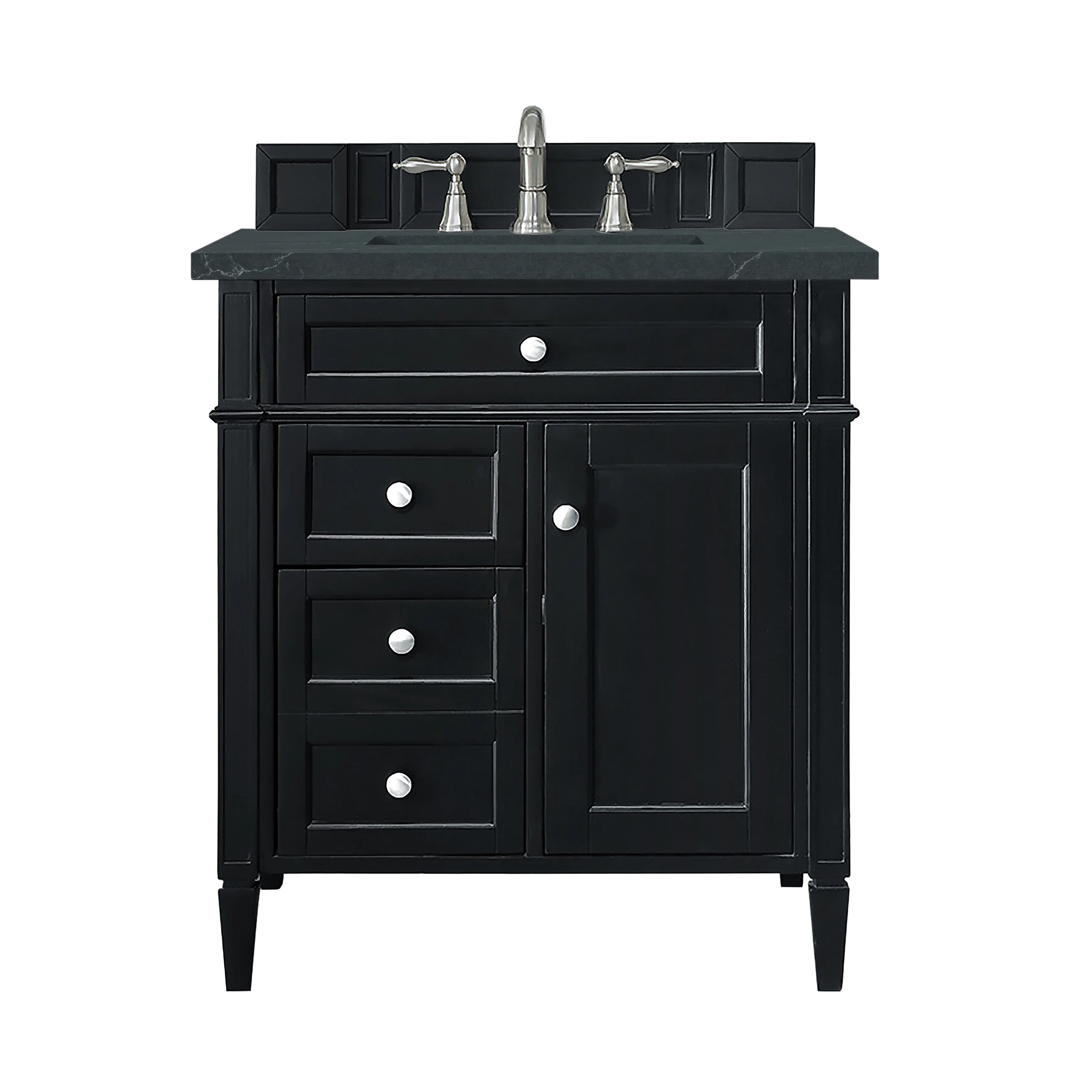 Brittany 30" Single Vanity, Black Onyx, w/ 3 CM Charcoal Soapstone Silestone Top