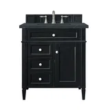 Brittany 30" Single Vanity, Black Onyx, w/ 3 CM Charcoal Soapstone Silestone Top