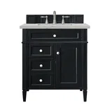 Brittany 30" Single Vanity, Black Onyx, w/ 3 CM Eternal Jasmine Pearl Silestone Top