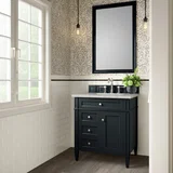 Brittany 30" Single Vanity, Black Onyx, w/ 3 CM Eternal Jasmine Pearl Silestone Top