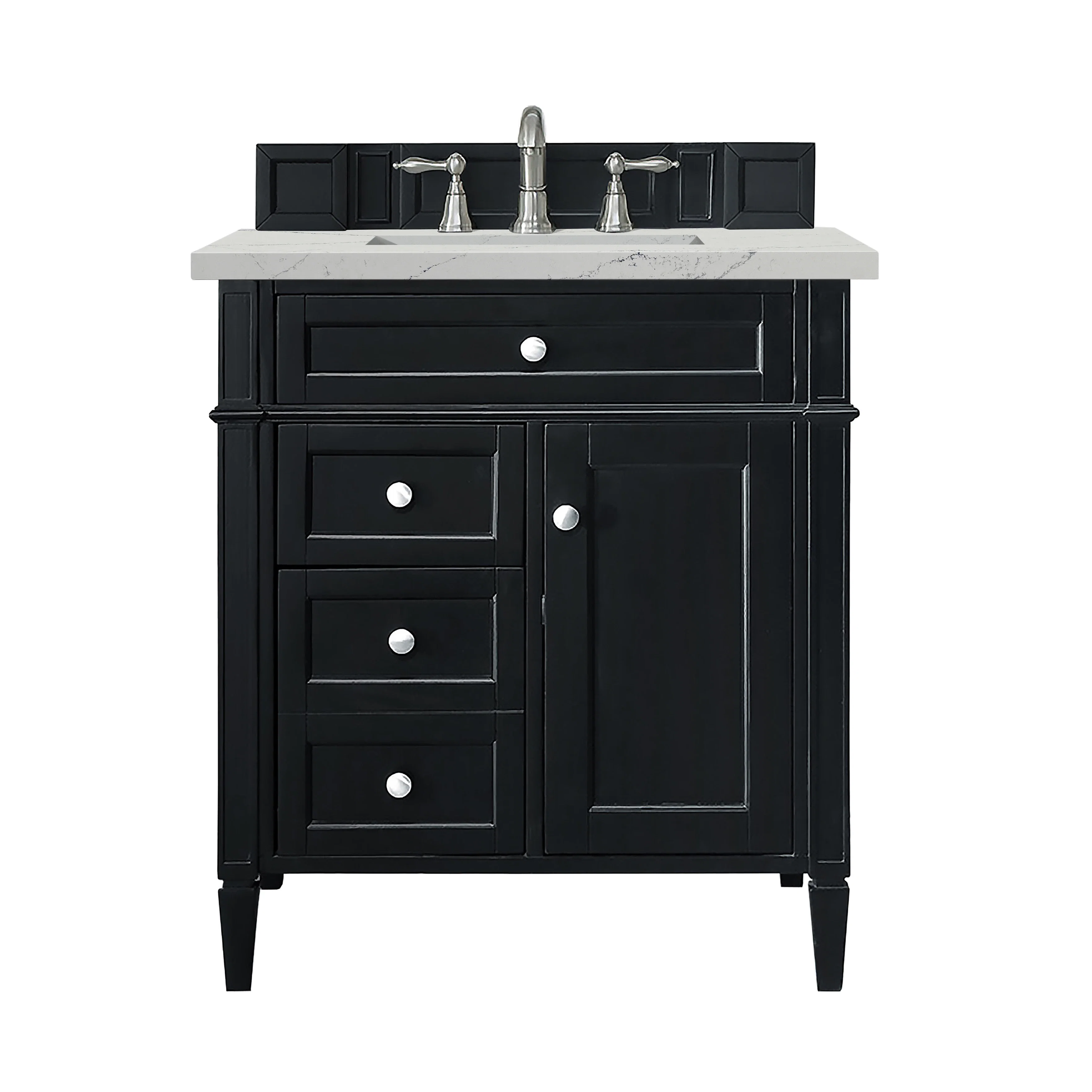 Brittany 30" Single Vanity, Black Onyx, w/ 3 CM Ethereal Noctis Silestone Top