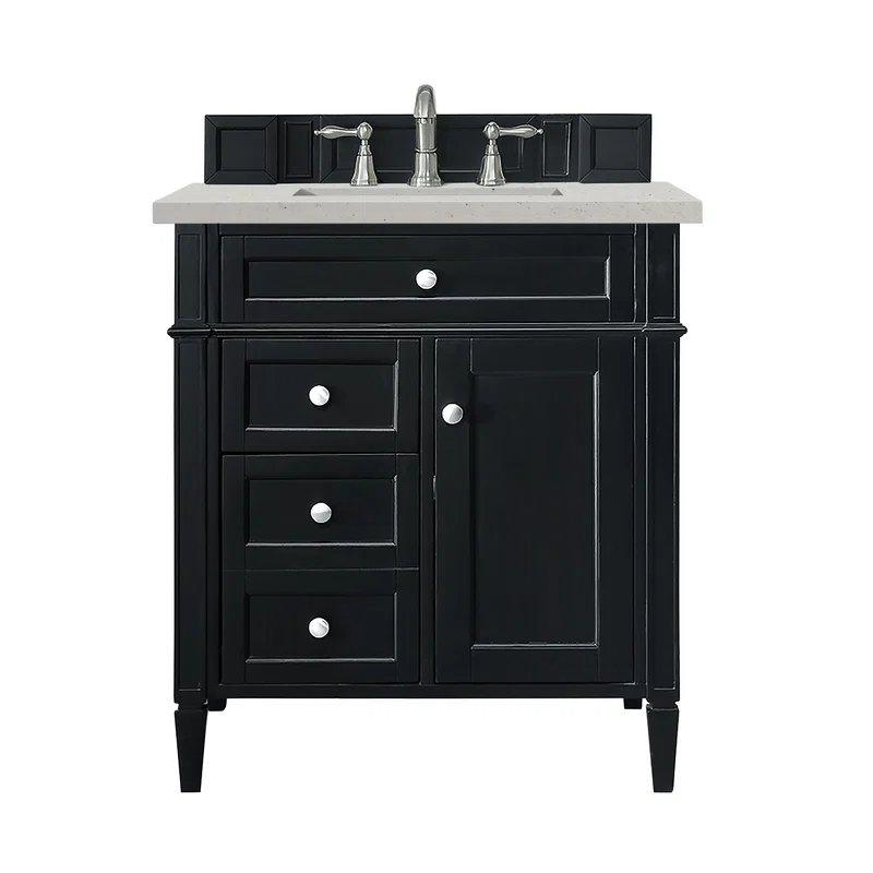 Brittany 30" Single Vanity, Black Onyx, w/ 3 CM Lime Delight Silestone Top
