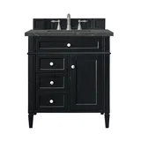 Brittany 30" Single Vanity, Black Onyx, w/ 3 CM Parisien Bleu Silestone Top