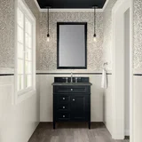 Brittany 30" Single Vanity, Black Onyx, w/ 3 CM Parisien Bleu Silestone Top