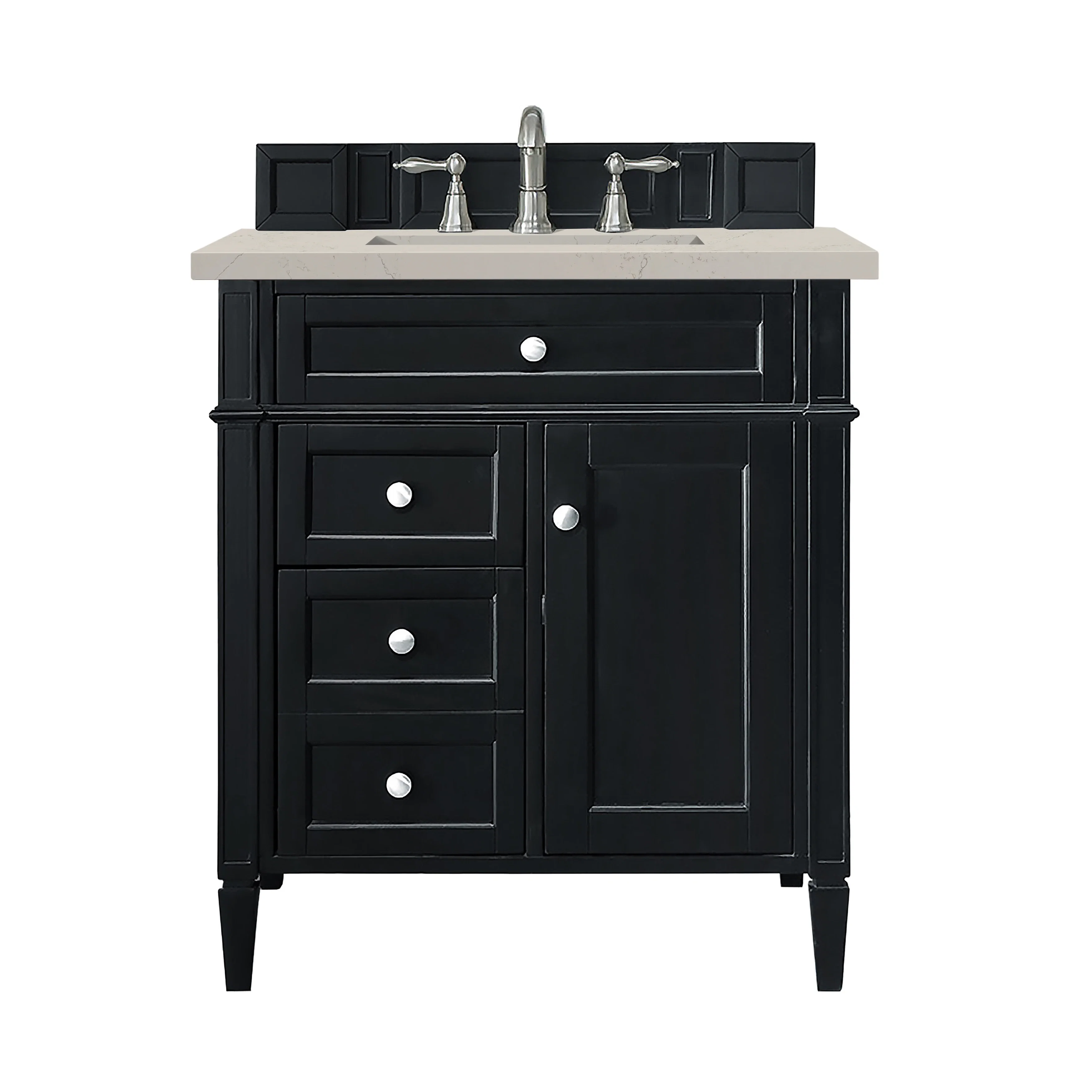 Brittany 30" Single Vanity, Black Onyx, w/ 3 CM Siberian Silestone Top