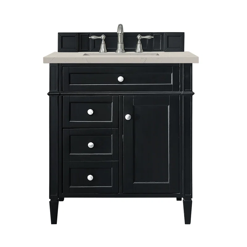 Brittany 30" Single Vanity, Black Onyx, w/ 3 CM Siberian Silestone Top