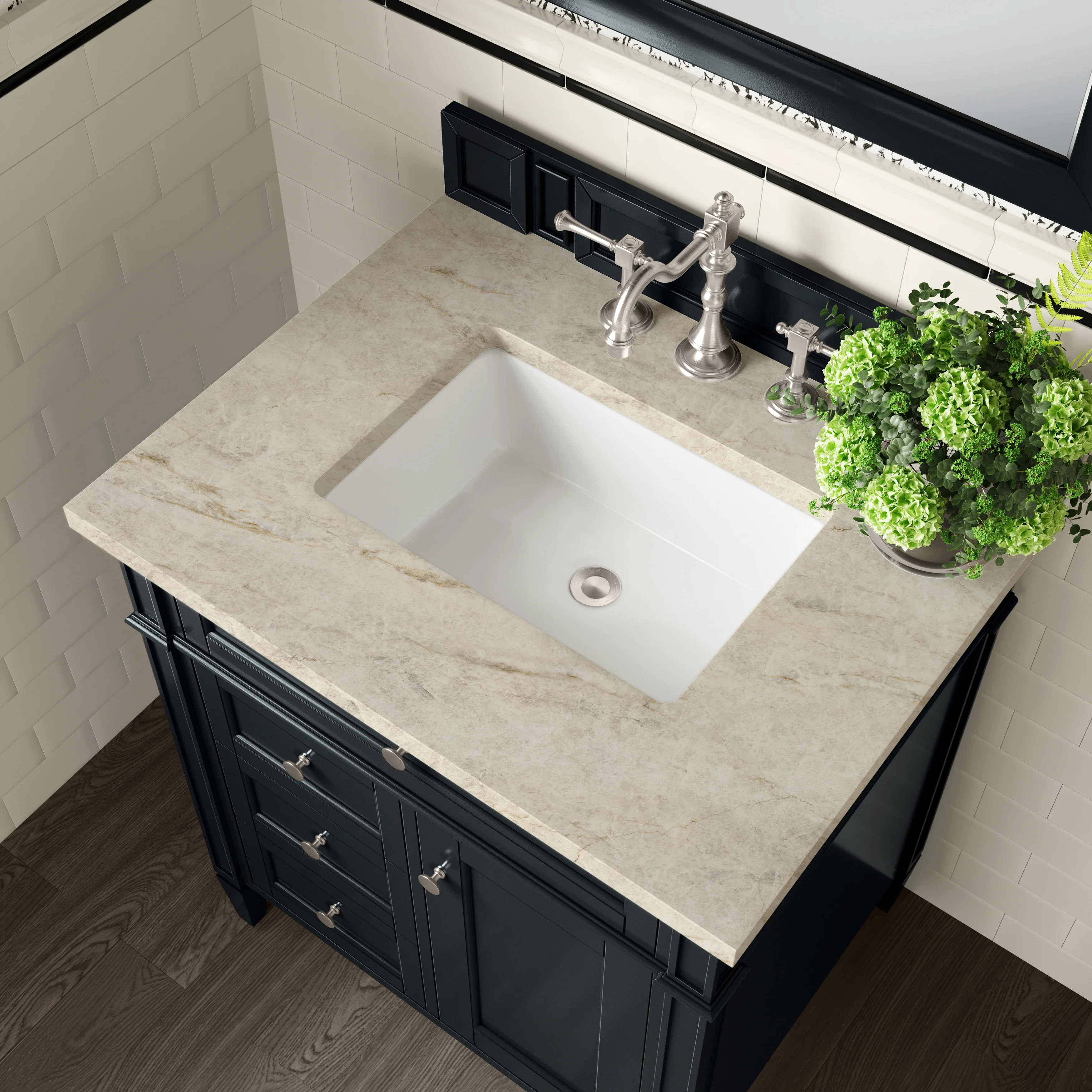 Brittany 30" Single Vanity, Black Onyx, w/ 3 CM Tajnar Eclos Top